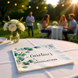 Guardanapo De Papel Festa de Graduação com Verde de Eucalipto