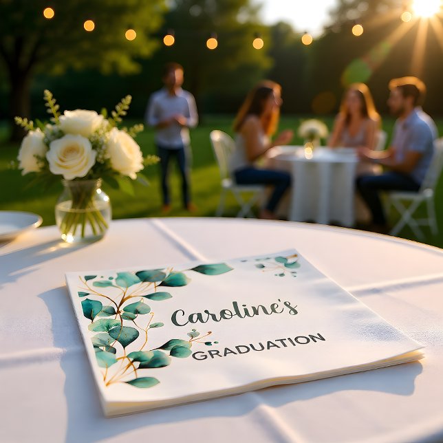Guardanapo De Papel Festa de Graduação com Verde de Eucalipto (Criador carregado)
