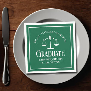 Guardanapo De Papel Festa de Graduação Personalizada em Verde Branco n