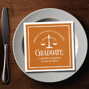 Guardanapo De Papel Festa de Graduação Personalizada Laranja Branco na