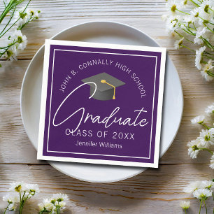 Guardanapo De Papel Festa de Graduação Personalizada Roxa Escura para