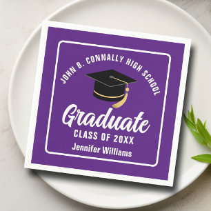 Guardanapo De Papel Festa de Graduação Personalizada Roxo Branco 2026