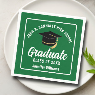Guardanapo De Papel Festa de Graduação Personalizada Verde Branco Grad