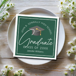 Guardanapo De Papel Festa de Graduação Personalizada Verde Escuro para