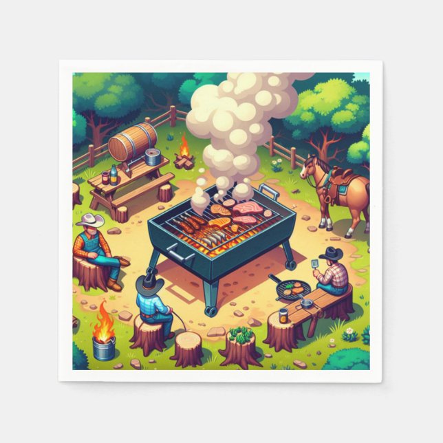 Guardanapo De Papel Festa de Grieling de Cookout Ocidental (Frente)