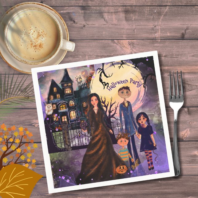 Guardanapo De Papel Festa de Halloween da Casa Halloween Gótica Napkin (Gothic Haunted House Halloween Party Napkins)