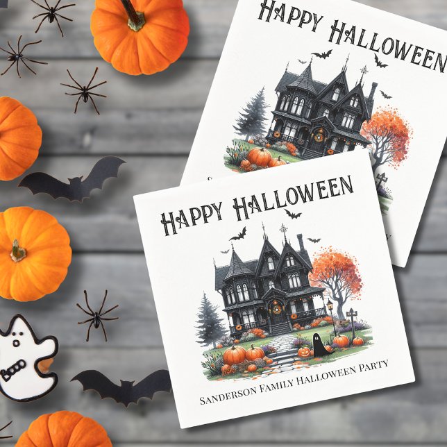 Guardanapo De Papel Festa de Halloween na Casa Assombrada (Haunted House Halloween Party Napkins)