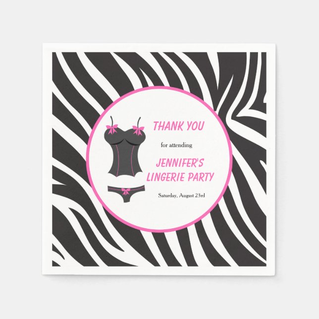 Guardanapo De Papel Festa de Lingerie Rosa Intenso Obrigado (Frente)