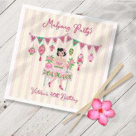 Guardanapo De Papel Festa de Mahjong Rosa Coquete Noite para Garotas