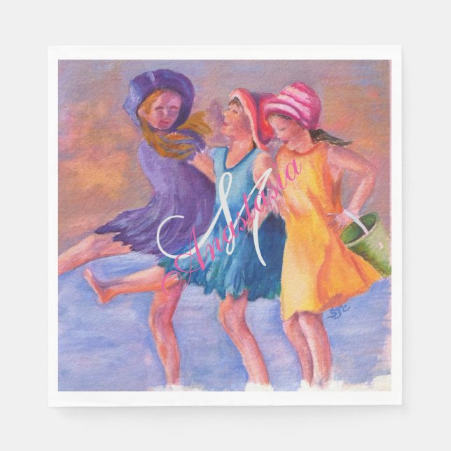 GUARDANAPO DE PAPEL FESTA DE MONOGRAMA DE NAMORADAS PRAIA (Frente)