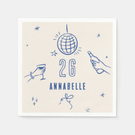 Guardanapo De Papel festa de natação azul desenhada à mão