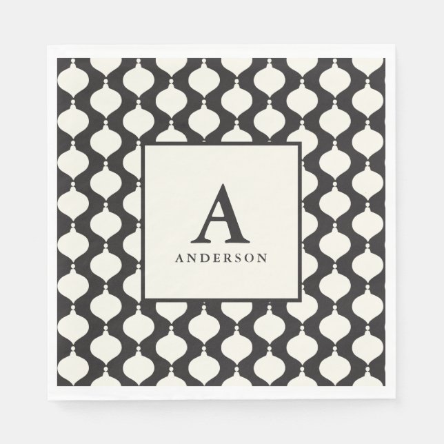 Guardanapo De Papel Festa de Natal baublica preta (Frente)