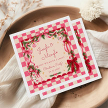 Festa de Natal com Laço Xadrez Rosa