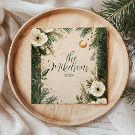 Guardanapo De Papel Festa de Natal da Anêmona Branca de inverno