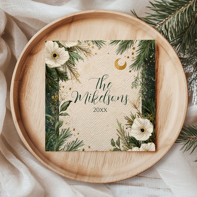 Guardanapo De Papel Festa de Natal da Anêmona Branca de inverno (Criador carregado)