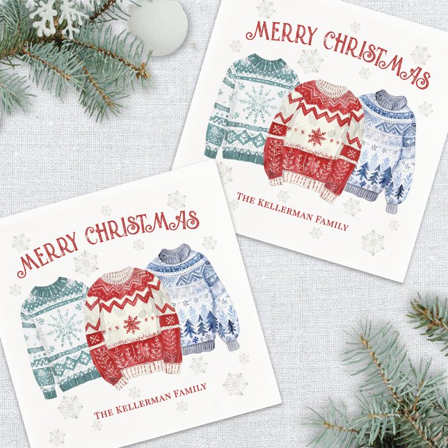Guardanapo De Papel Festa de Natal das Camisolas Feias de Natal (Ugly Sweater Merry Christmas Party Napkins)
