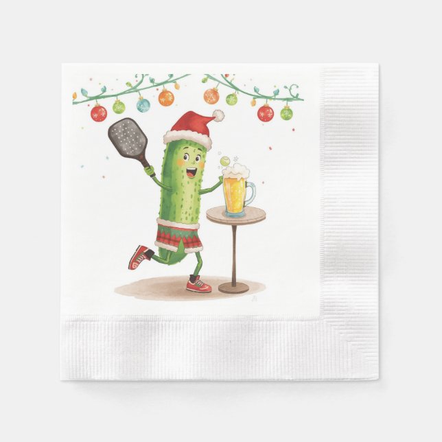 Guardanapo De Papel Festa de Natal de Pickleball com Cerveja (Frente)