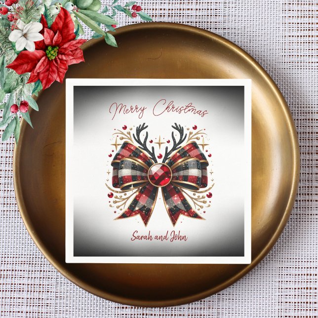 Guardanapo De Papel Festa de Natal do Arco na moda Xadrez (Criador carregado)