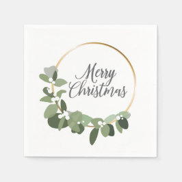 Guardanapo De Papel Festa de Natal Dourada Verde Moderna