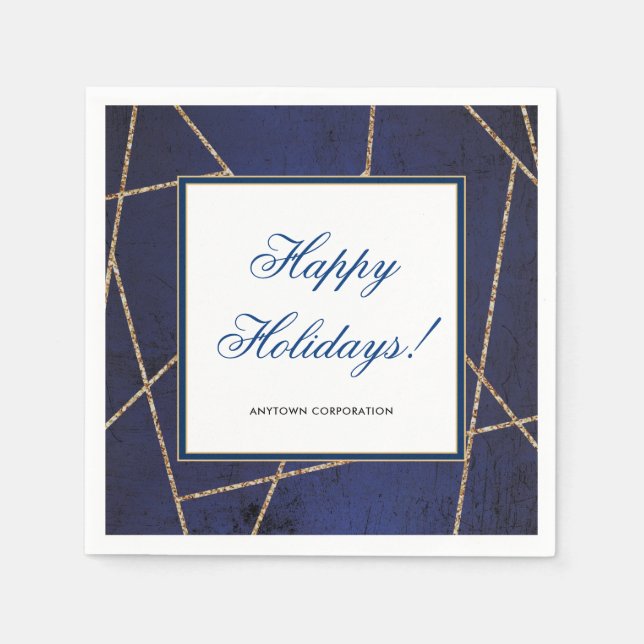 Guardanapo De Papel Festa de Natal Elegante Dourada Glitter Business (Frente)