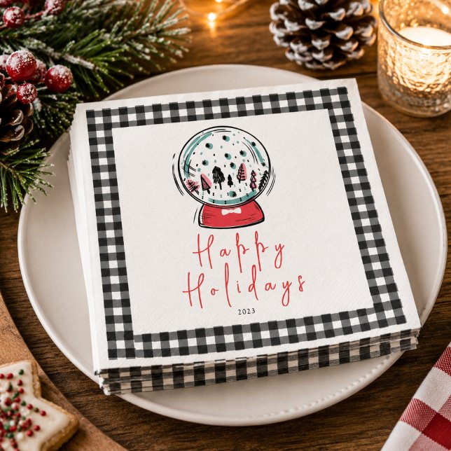 Guardanapo De Papel Festa de Natal Magical Snow Globe (Magical Snow Globe Christmas Party Napkins)