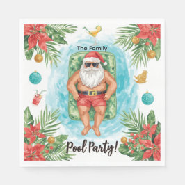Guardanapo De Papel Festa de Natal na Piscina com Papai Noel