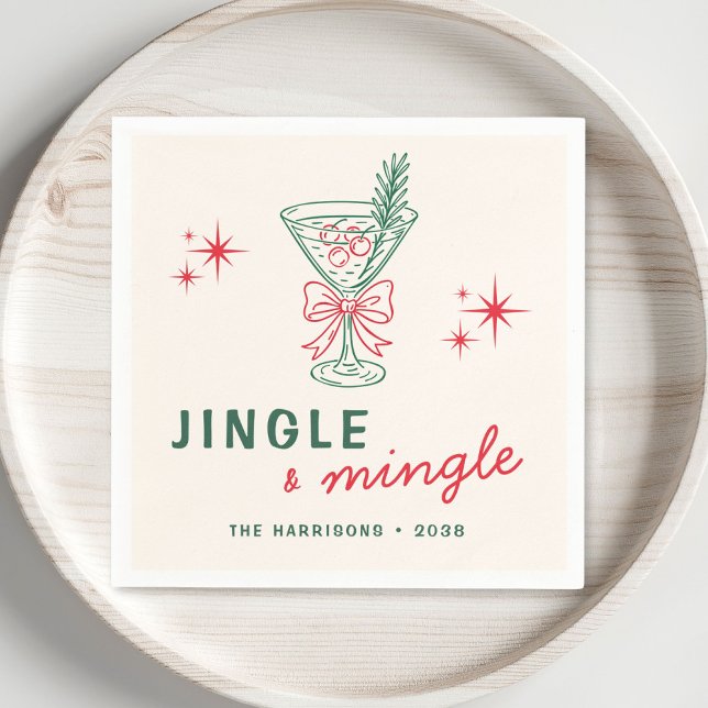 Guardanapo De Papel Festa de Natal Retro Jingle Mingle (Retro Jingle Mingle Christmas Party Napkins
)