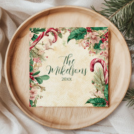 Guardanapo De Papel Festa de Natal Rustic Candy Cane