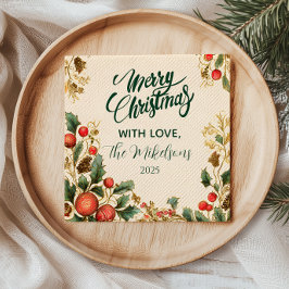 Guardanapo De Papel Festa de Natal Rustic Holly Pomegranate