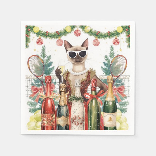 Guardanapo De Papel Festa de Natal tênis com Jogadores de Gato (Frente)