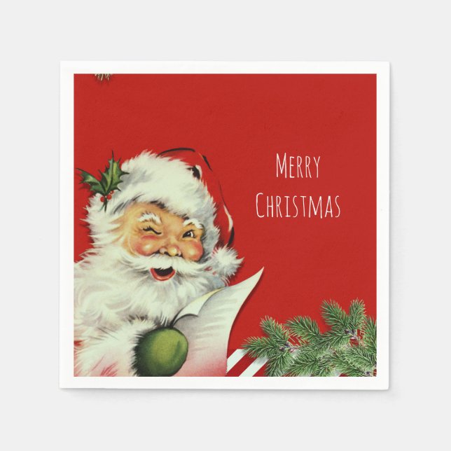 Guardanapo De Papel Festa de Natal Vermelho Papai Noel Antigo (Frente)