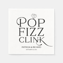Guardanapo De Papel Festa de Noivado Black And White Pop Fizz Clink