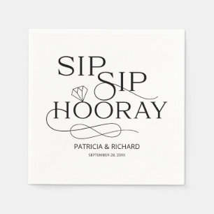 Guardanapo De Papel Festa de Noivado Black And White Sip Sip Hooray