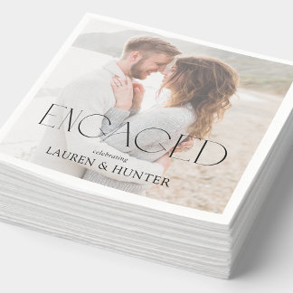 Guardanapo De Papel Festa de noivado de Foto Moderna Simples