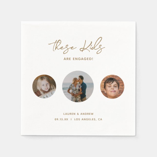 Guardanapo De Papel Festa de noivado de Fotografia para Crianças Doura (Frente)