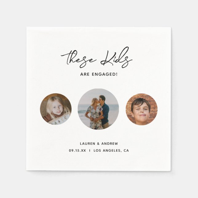 Guardanapo De Papel Festa de noivado de Fotografias Engraçadas Moderna (Frente)