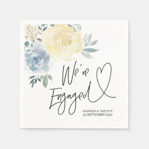 Guardanapo De Papel Festa de noivado Decor Azul Floral