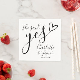 Guardanapo De Papel Festa de Noivado Ela Disse Sim Amor Coração