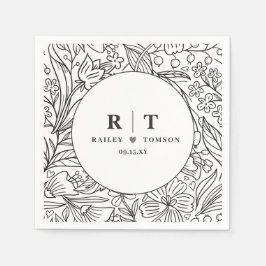 Guardanapo De Papel Festa de noivado Elegante Floral do Jardim Moderno