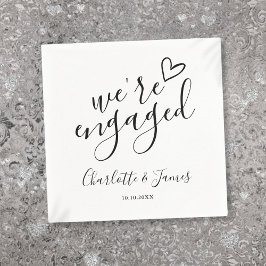 Guardanapo De Papel Festa de Noivado Estamos Noivos Preto e Branco