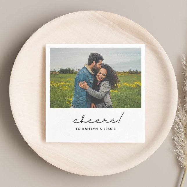 Guardanapo De Papel Festa de noivado Napkins Foto Personalizada Napkin (Engagement Party Napkins Custom Photo Napkins
)