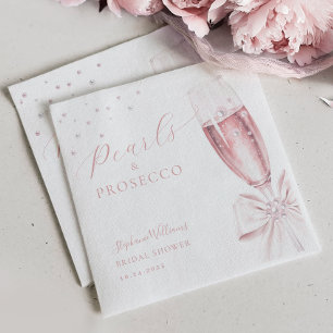 Guardanapo De Papel Festa de Noivado Pérolas e Prosecco Rosa