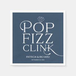 Guardanapo De Papel Festa de Noivado Pop Fizz Clink Azul