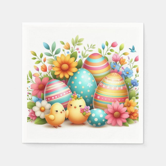 Guardanapo De Papel Festa de ovos e Pintinhos (Frente)
