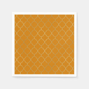 Guardanapo De Papel Festa de Padrão Quatrefoil Amarelo Açafrão & Ouro