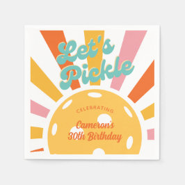 Guardanapo De Papel Festa de Pickleball com faixas coloridas de rebent