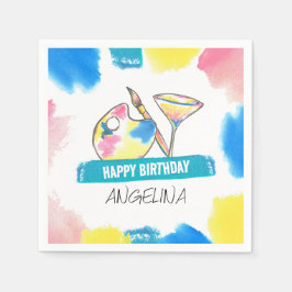 Guardanapo De Papel Festa de Pintura e Vinho de Aniversário
