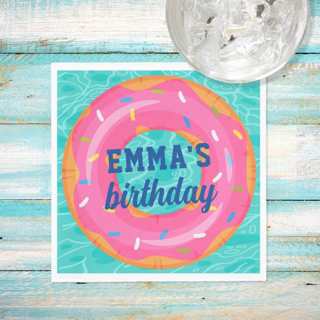 Guardanapo De Papel Festa de Piscina dentro do tubo de Rosquinha rosa- (Criador carregado)