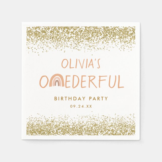 Guardanapo De Papel Festa de primeiro aniversario da Rainbow Onemagnif (Frente)