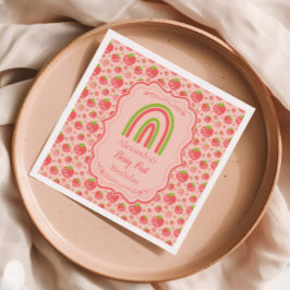 Guardanapo De Papel Festa de primeiro aniversario de Berry First Straw